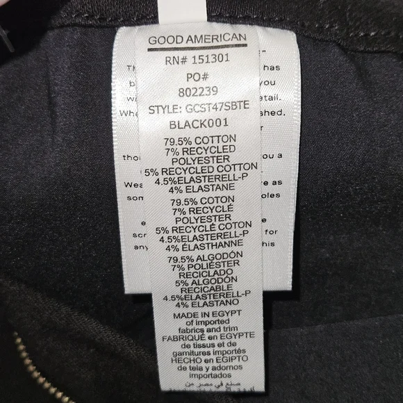 Good American Good Curve Straight Black Denim: 20 Plus 28" Inseam - Picture 10 of 13